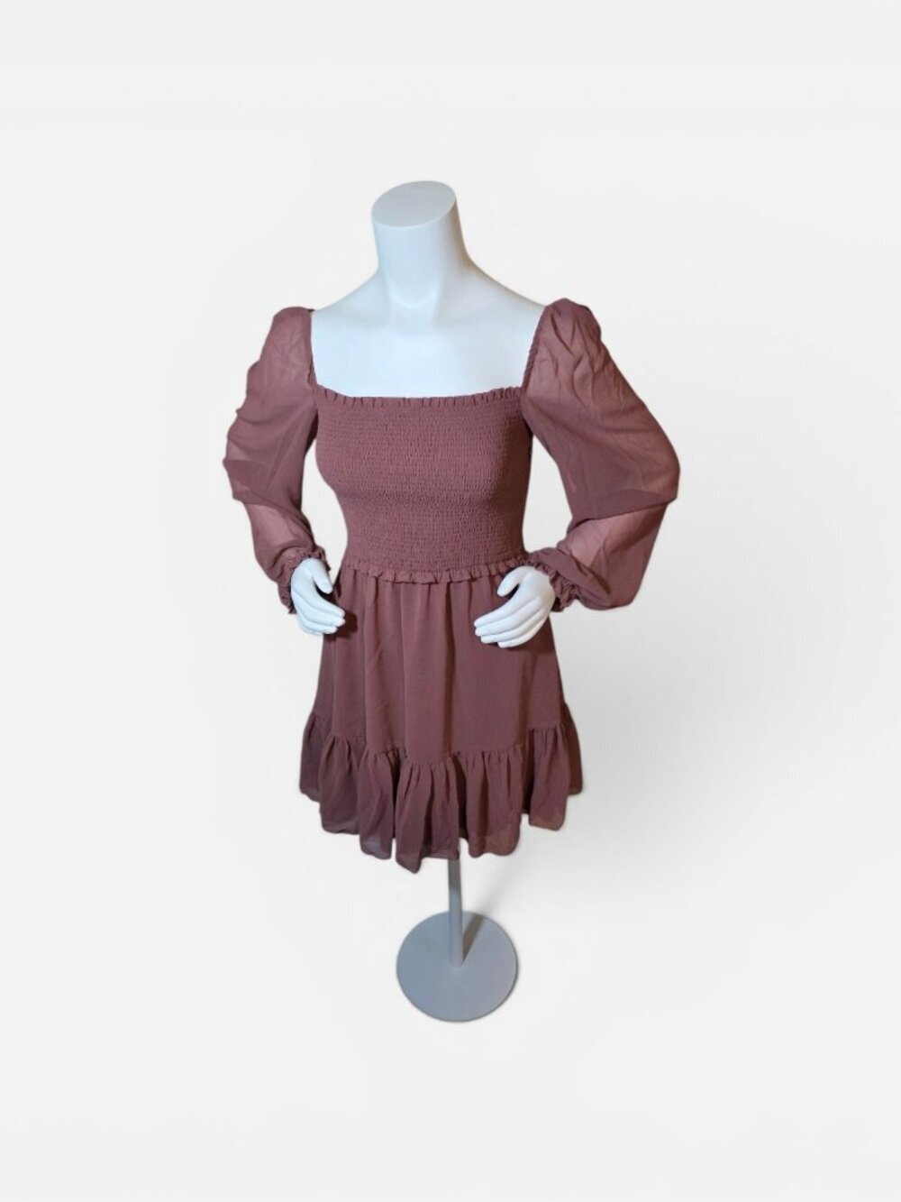 Aritzia Wilfred Tempest Chiffon Dress - Ashy Rose Pink Size M - Picture 3 of 8